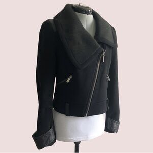 BEBE Wool Leather Cropped Jacket S